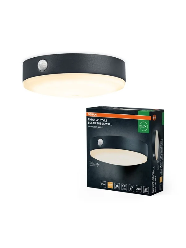 OSRAM LED-anturiseinälamppu ENDURA STYLE TOSSA Solar 16 cm 830