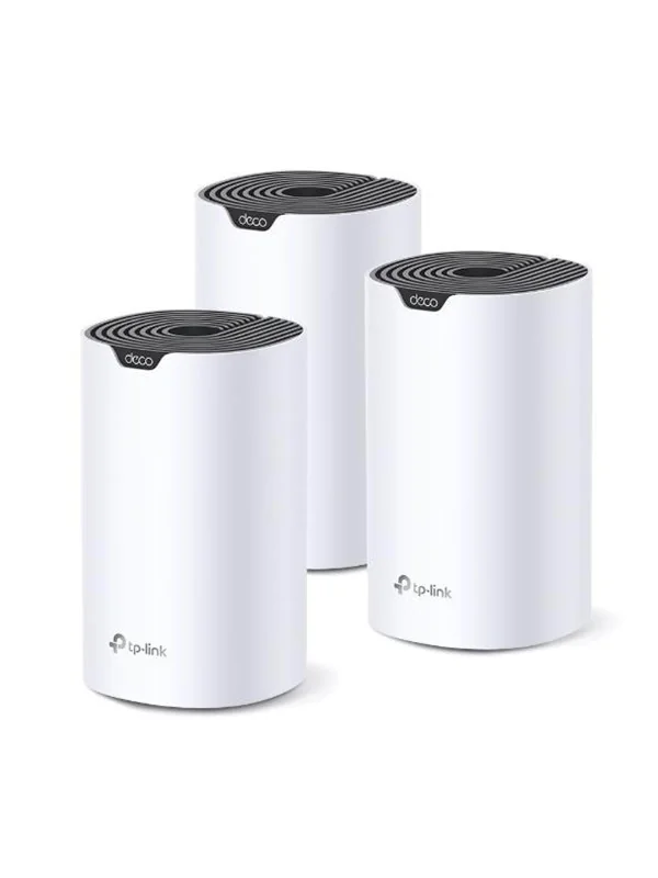 TP-Link Deco S7 (3-pack), Valkoinen, Musta, Sisäinen, Verkkojärjestelmä, Ympärisäteilevä, FCC: <30 dBm (2.4 GHz), <30 dBm (5 GHz) CE: <20 dBm (2.4 GHz), <23 dBm (5 GHz), Kaksitaajuus (2,4 GHz/5 GHz)