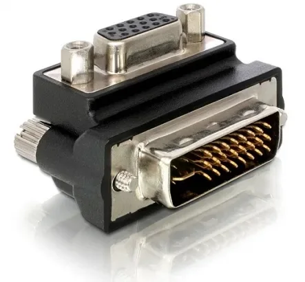 Delock DVI-I Dual Link – VGA -kulmasovitin, musta