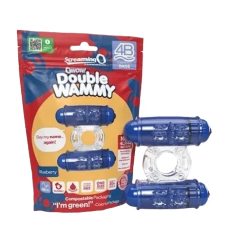 Screaming O Wow Double Whammy Vibrating Ring – Sininen