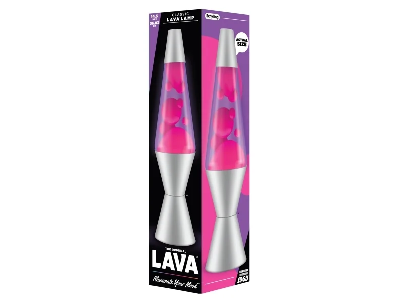 Lava® lamppu vaaleanpunainen/violetti, hopeinen jalusta 37cm