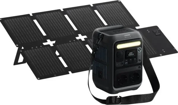 Anker SOLIX C300X -kannettava latausasema ja PS60 60 W -aurinkopaneeli, 288 Wh, musta