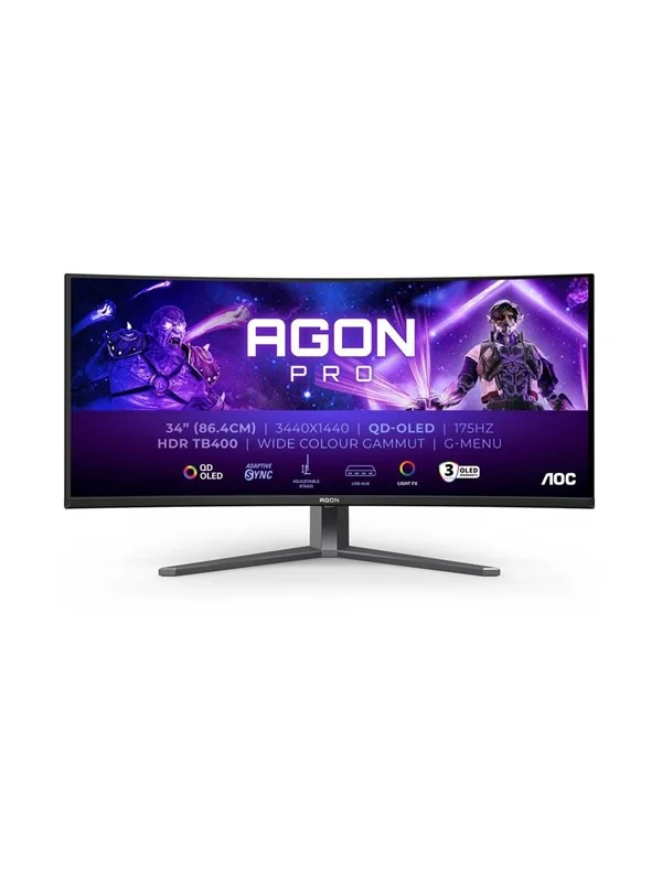 AOC AGON AG346UCD 34" WQHD, QD-OLED -kaareva pelinäyttö, USB-C hub