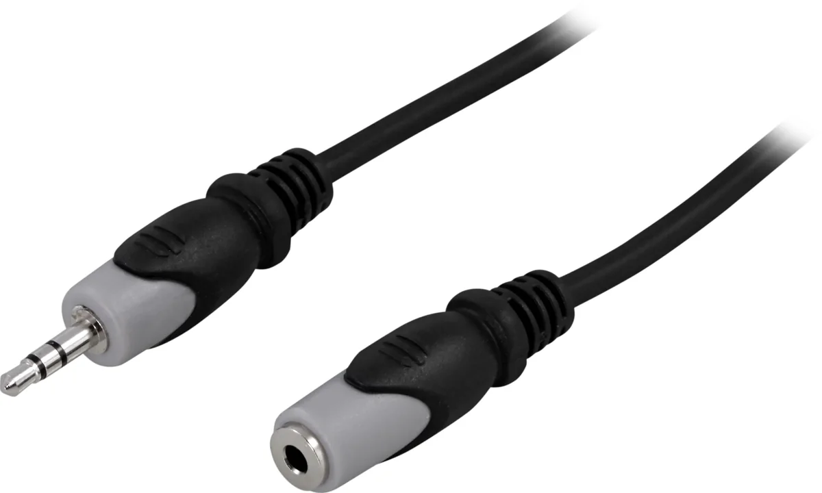 Deltaco MM-162 3,5 mm audio -jatkokaapeli, 5 m, musta