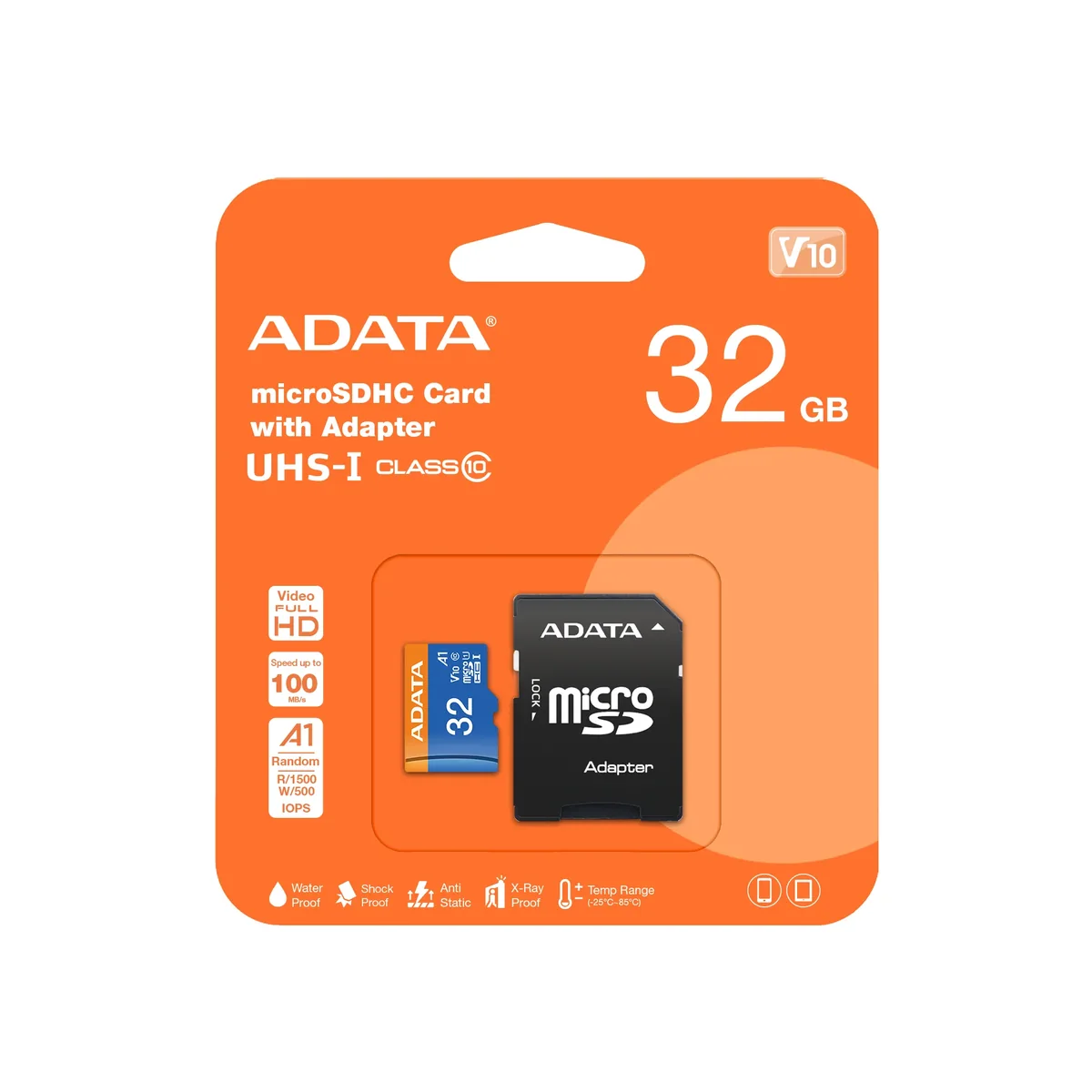 A-DATA Premier 32 Gt MicroSDHC UHS-I U1 V10 A1 -muistikortti + SD-adapteri