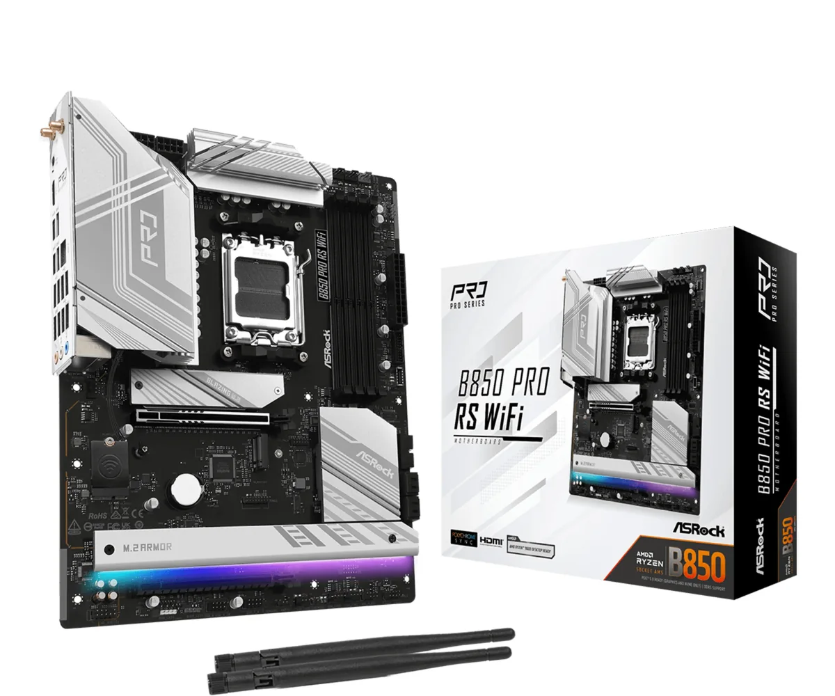 ASRock B850 Pro RS WiFi Emolevy - AMD B850 - AMD AM5 - DDR5 RAM - ATX