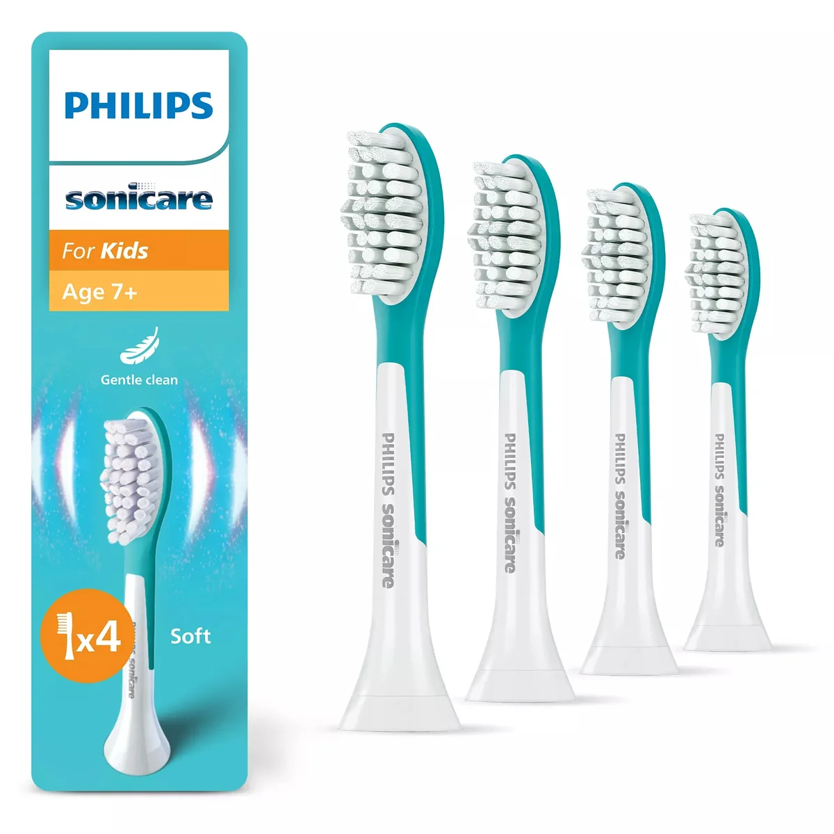 Philips Sonicare For Kids HX6044/90 4 kpl -vaihtoharjaspäät, Sininen, Valkoinen