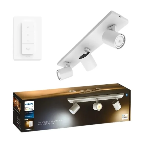 Philips Hue White ambiance Runner - Spottivalo - LED-spottilamppu x 3 - GU10 - yhteensä: 12.6 W - luokka E - lämmin - viileä valkoinen valo - 2200-6500 K - valkoinen