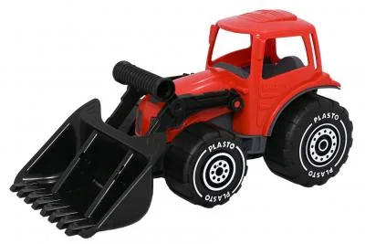 PLASTO Tractor with frontloader. Red. 32 cm