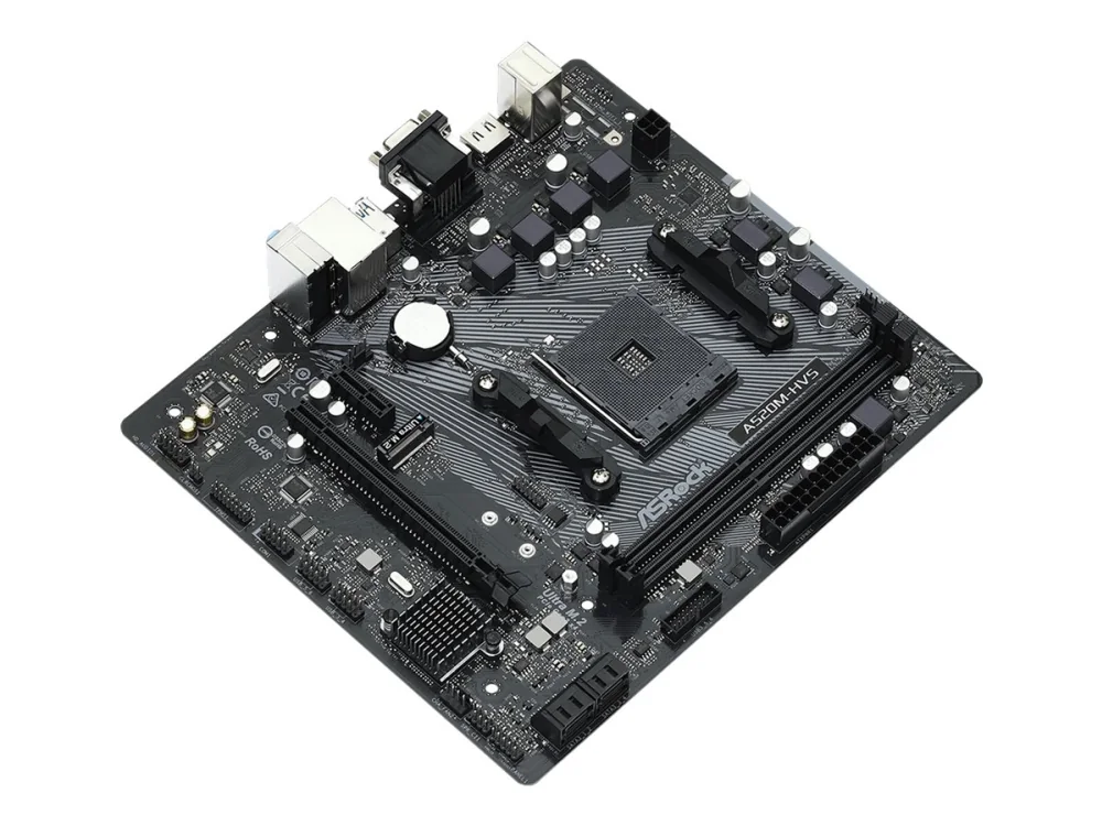 ASRock A520M-HVS - Emolevy - micro-ATX - Socket AM4 - AMD A520 piirisarja - USB 3.2 Gen 1 - Gigabit LAN - sisäinen grafiikka (CPU tarvitaan) - HD Audio (8-kanavainen)