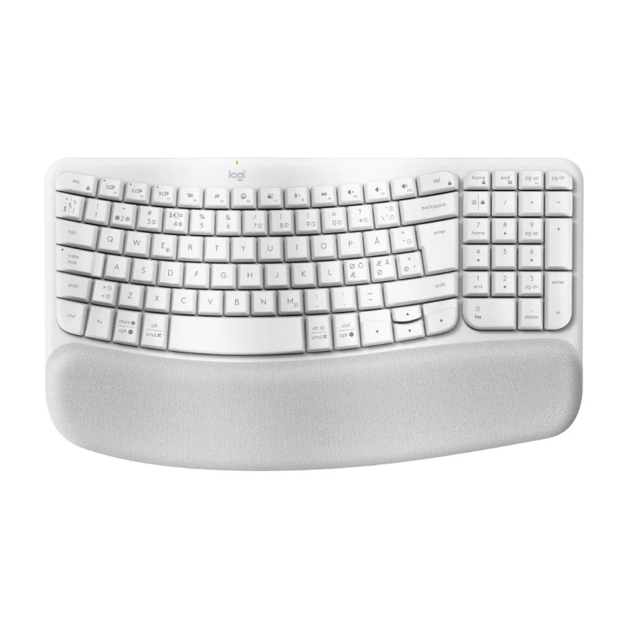 Logitech Wave Keys Ergo langaton näppäimistö, valkoinen
