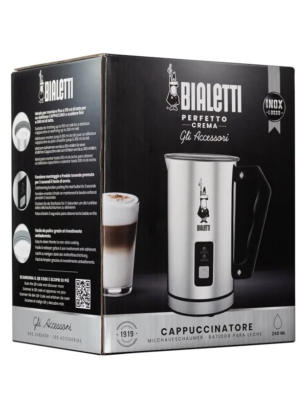 Bialetti MK01, Automaattinen maidonvaahdotin/-lämmitin, Ruostumaton teräs, Ruostumaton teräs, 115 ml, 240 ml, Kuuma ja kylmä