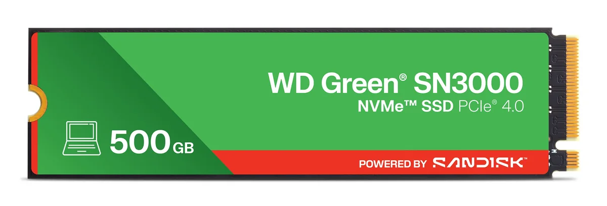 WD Green SN3000 500 Gt M.2 PCIe 4.0 NVMe -SSD-levy