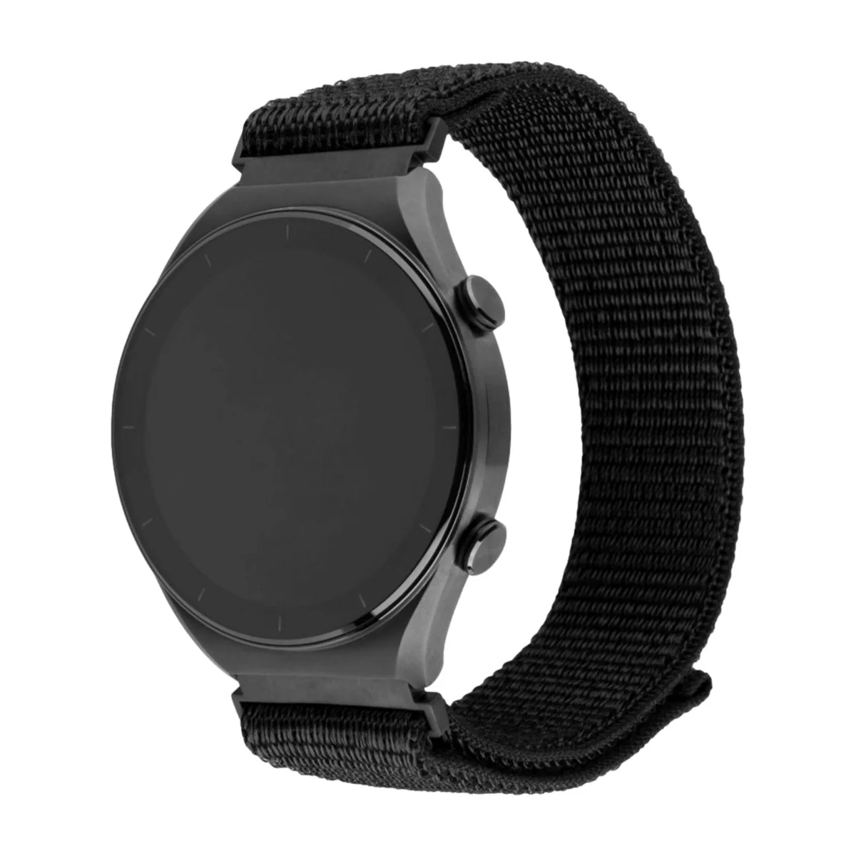FIXED Nylon Sporty Strap älykellon ranneke, 22 mm, musta