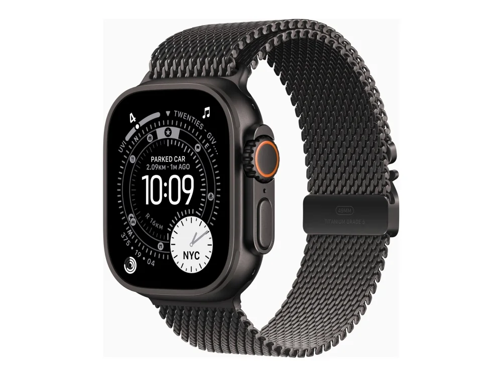 Apple Watch Ultra 3 GPS + Cellular 49mm Black Titanium Case with Black Titanium Milanese Loop - Small