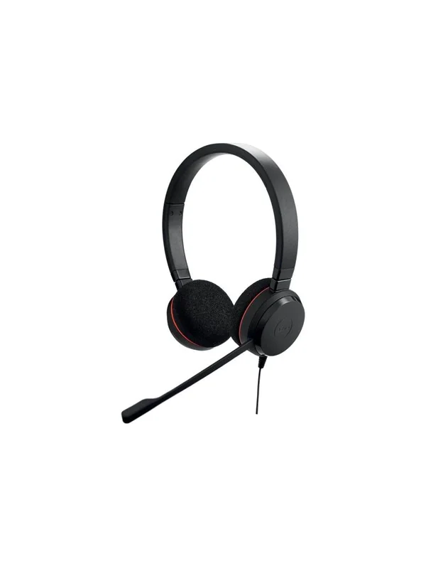 Jabra Evolve 20 Stereo MS -kuulokemikrofoni + USB-A/C-sovittimet, musta