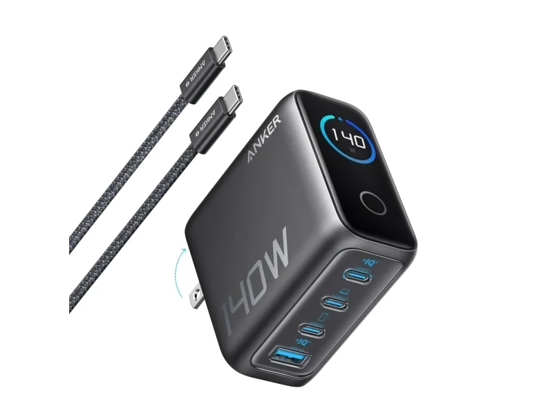 Anker Charger 140W 4-Port w/ USB-C Cable - Dark Grey