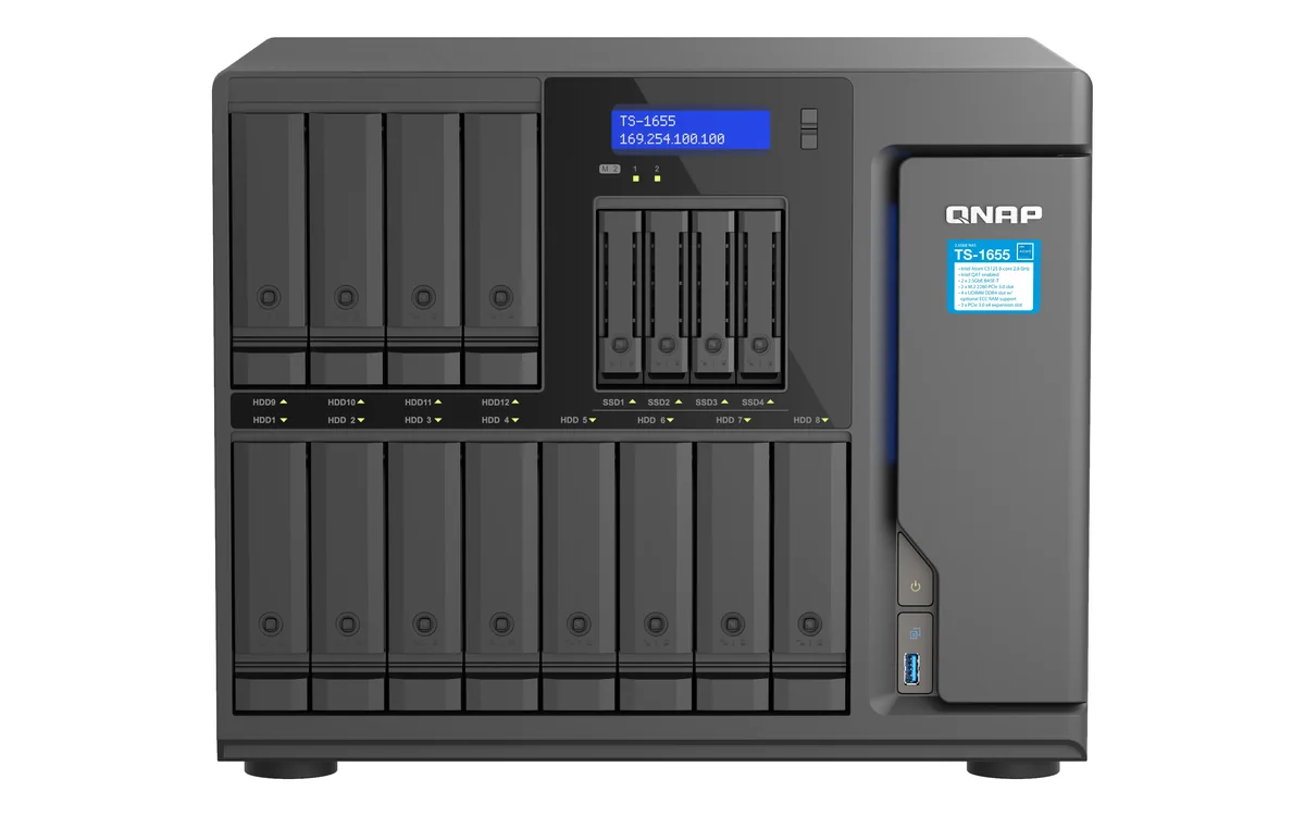 QNAP TS-1655-8G - 16-paikkainen NAS-torni, musta