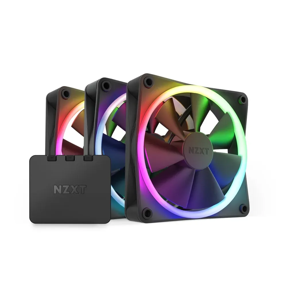 NZXT F120 RGB 120 mm -kotelotuuletin Musta 3 kappaleen pakkaus ja RGB-ohjain