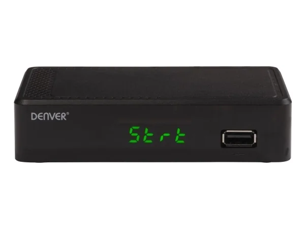 Denver DTB-148, Ethernet (RJ-45), Terrestrisk, Fuld HD, DVB-T2, 720p, 1080p, H.265, MPEG1, MPEG2, MPEG4, HE-AAC