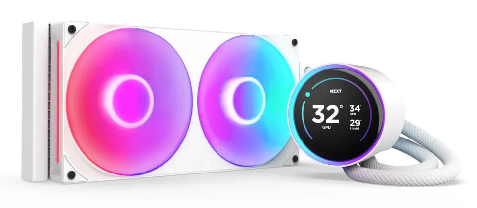 NZXT Kraken Elite 280 RGB, All-in-one nestejäähdytin, 14 cm, 98,61 kuutiometriä/min, valkoinen