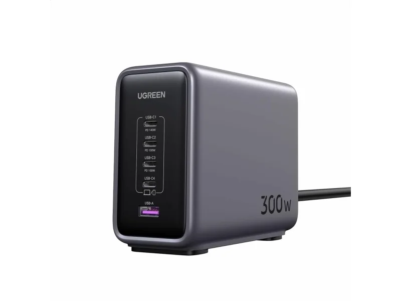 UGREEN 300 W Desktop Fast Charger 1 × USB-A + 4 × USB-C