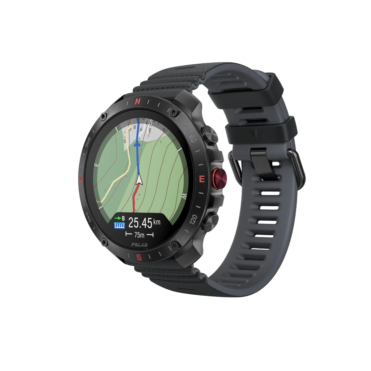Polar Grit X2 Pro Premium Outdoor-urheilukello, musta/musta S-L