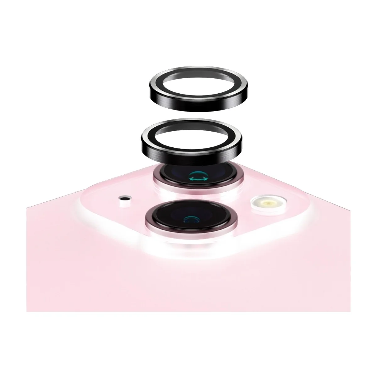 PanzerGlass iPhone 15/15 Plus Hoops kameralinssin suoja, musta