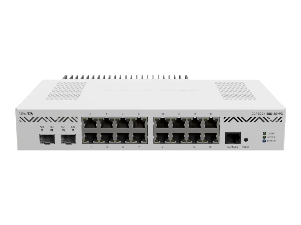 Mikrotik CCR2004-16G-2S+PC, Nopea Ethernet, Valkoinen