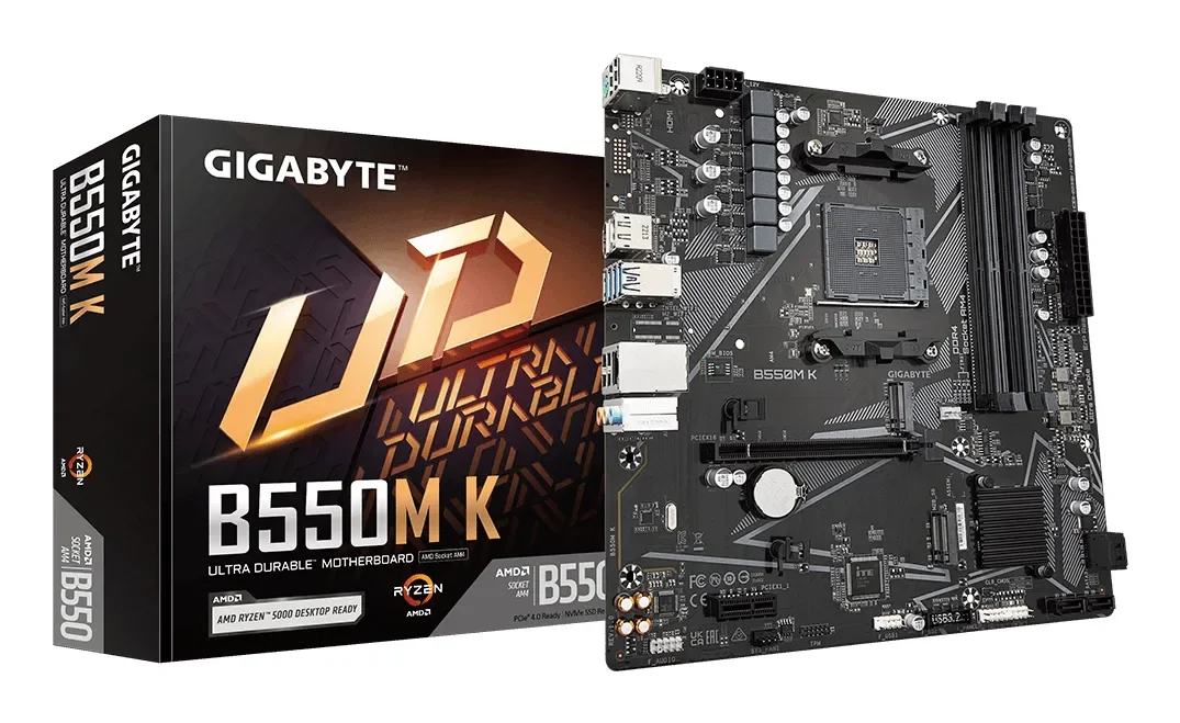 GIGABYTE B550M K Emolevy - AMD B550 - AMD AM4 - DDR4 RAM - Micro-ATX