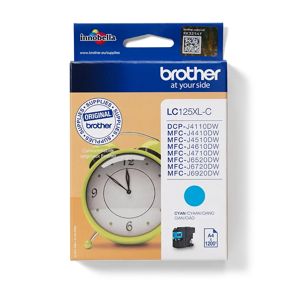 Brother LC125XLC XL-mustekasetti, 10 ml, syaani