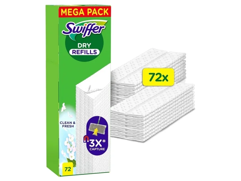 Swiffer Dry Clean & Fresh Lattiamopin Täyttöliinat - 72 kpl
