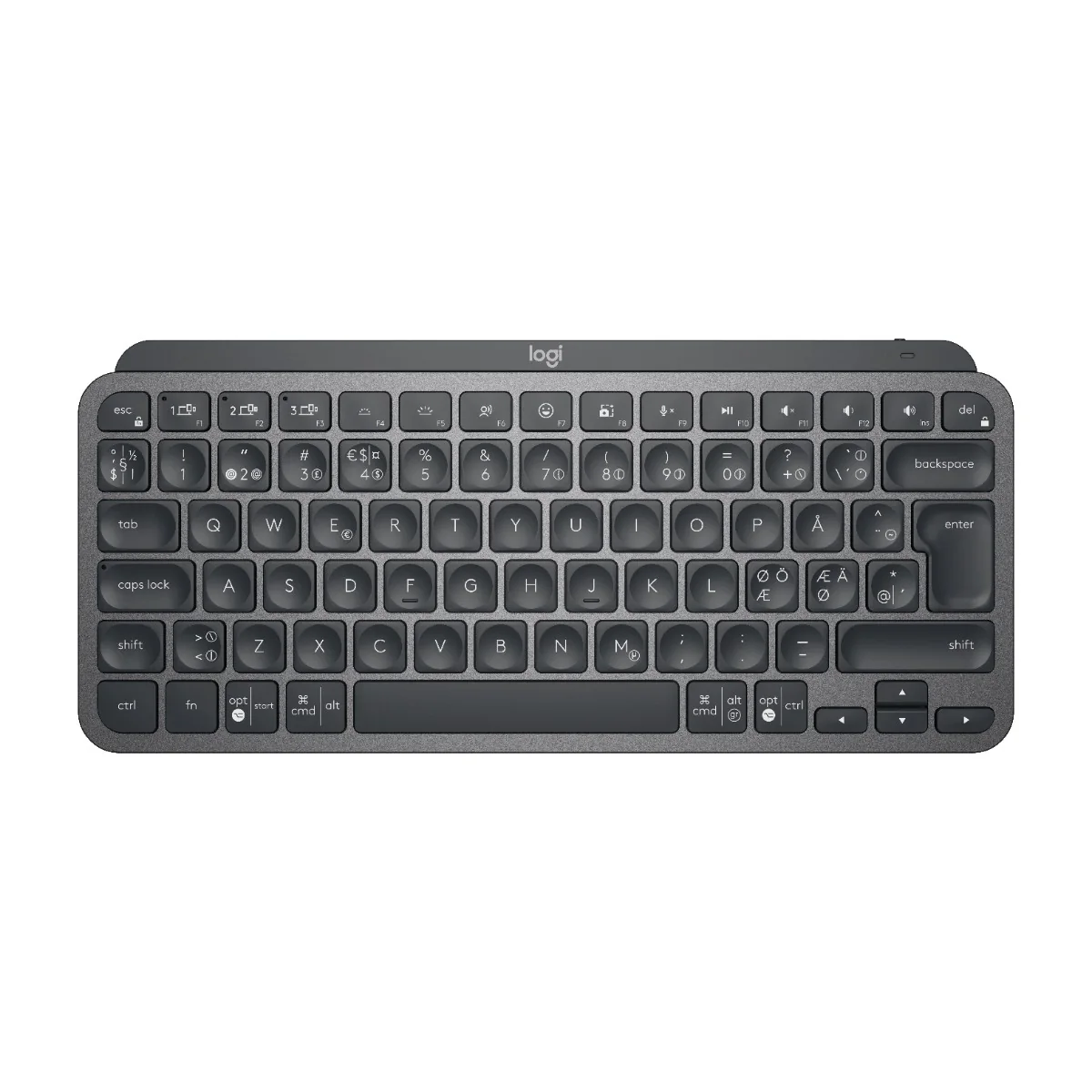 Logitech MX Keys Mini Minimalist Wireless Illuminated Keyboard - Graphite - Näppäimistö - Pohjoismainen - Musta