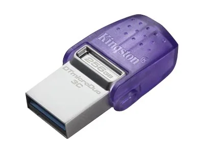 Kingston Datatraveler Microduo 256gb Usb-a / Usb-c Ruostumaton Teräs, Purppura