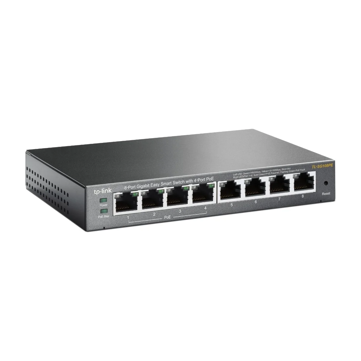 Tp-link Tl-sg108pe Hallittu L2 Gigabit Ethernet (10/100/1000) Power Over Ethernet -tuki Musta