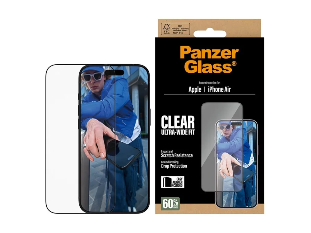 PanzerGlass ® Screen Protector iPhone Air | Ultra-Wide Fit w. EasyAligner, Apple, Apple - iPhone Air, Asennus kuivana, Naarmuuntumisenkestävä, Iskunkestävä, Läpinäkyvä, 1 kpl