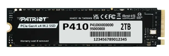 Patriot P410 2 Tt M.2 PCIe Gen4 x4 -SSD-levy, musta
