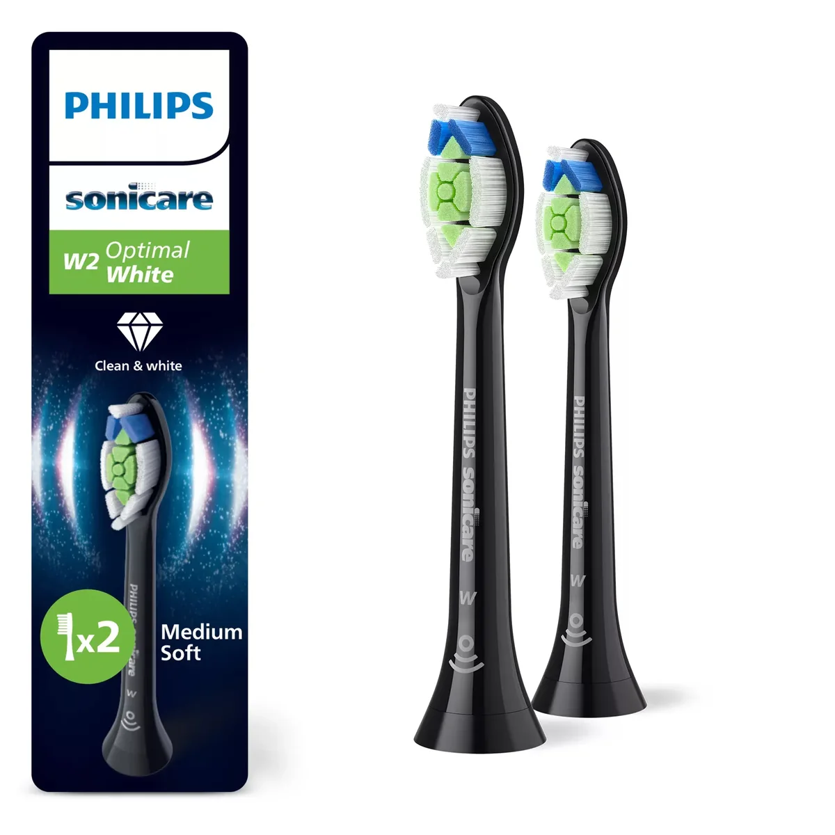Philips Hammasharjan vaihtopäät Sonicare W2 Optimal White HX6062 - replacement brushhead - black