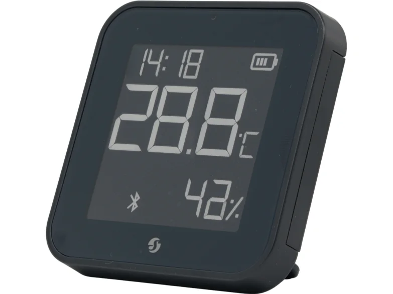Shelly BLU H&amp T Display ZB musta – Bluetooth- ja Zigbee-lämpötila- ja ilmankosteusanturi