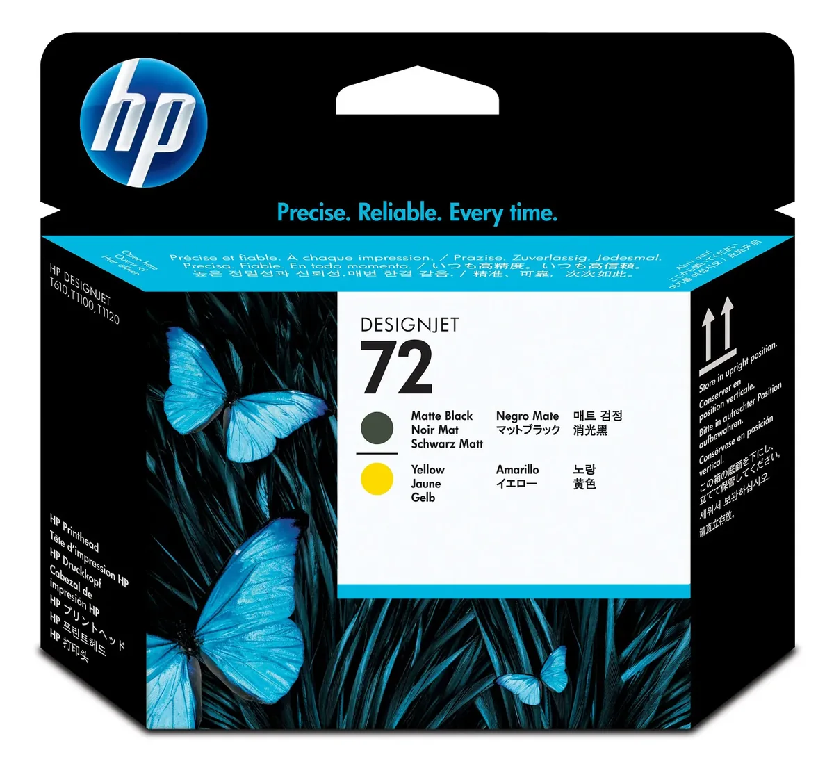 HP 72, Designjet -tulostuspää, mattamusta ja keltainen, HP DesignJet T610 -tulostinsarja, T620 -tulostinsarja, T770-tulostinsarja, T1100 -tulostinsarja,..., Lämpömustesuihkutulostin, Musta, Keltainen, C9384A, Singapore, 28 mm
