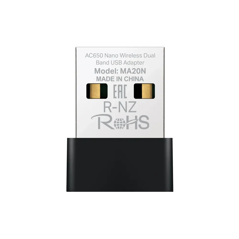 Mercusys MA20N AC650 Nano - langaton USB-verkkosovitin, musta, metalli