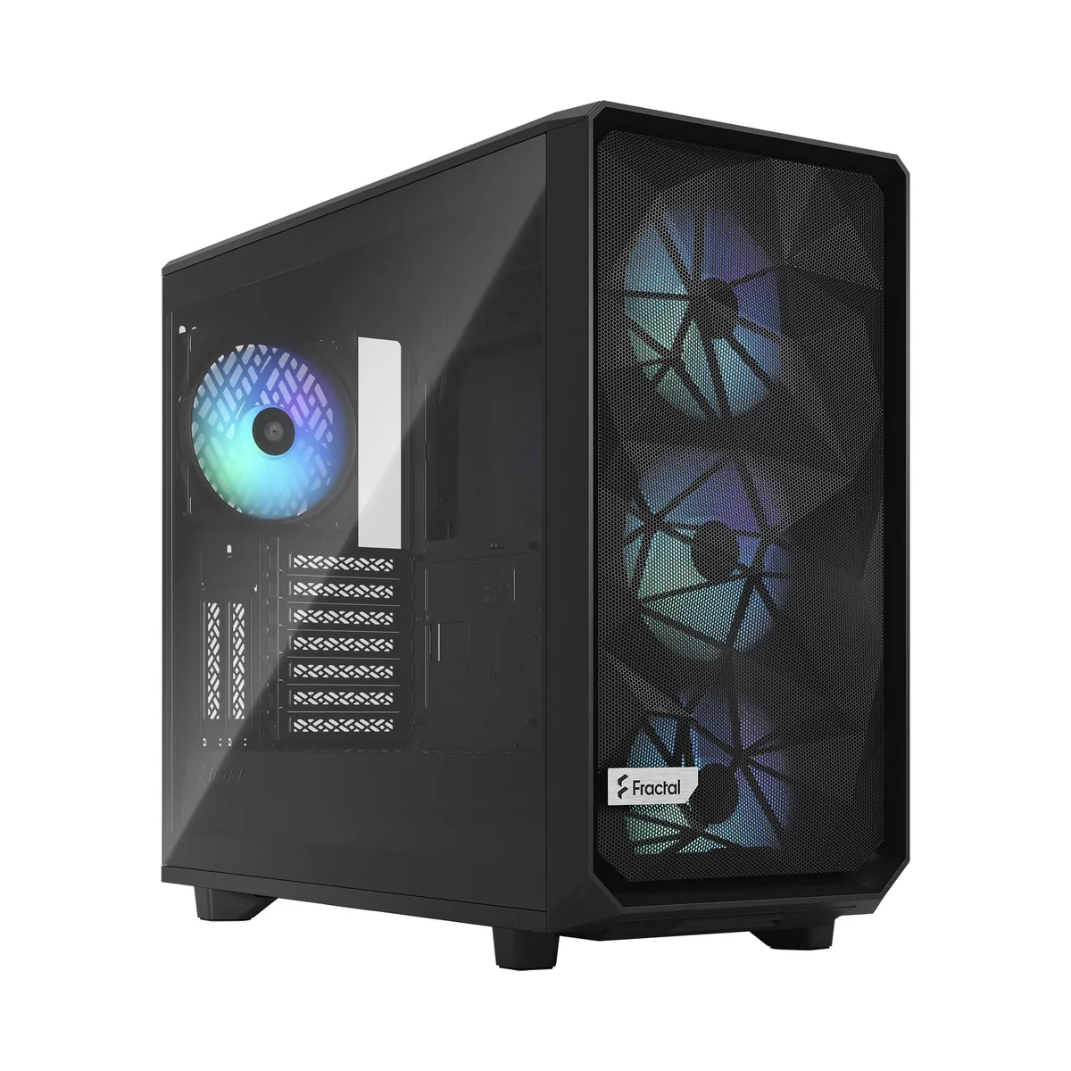 Fractal Design Meshify 2 RGB -miditornikotelo RGB-valaistuksella ja ikkunalla, musta