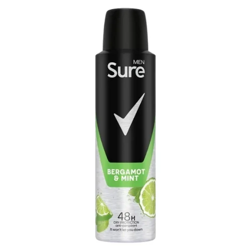 Sure Men Bergamot & Mint Antiperspirantti Deodoranttisuihke - 150 ml