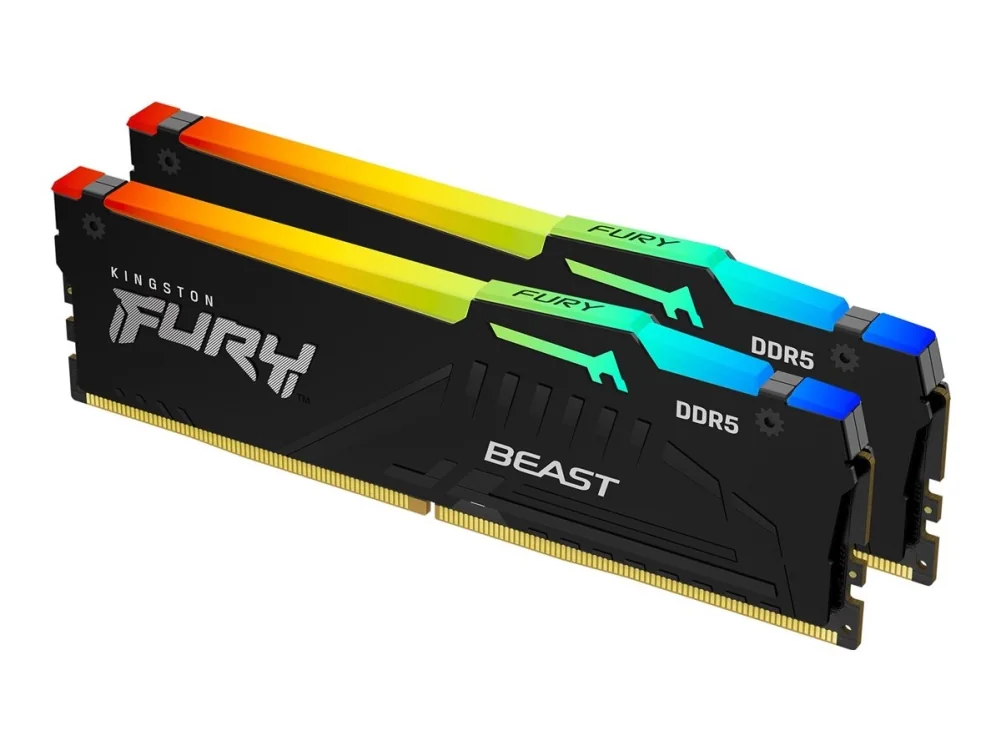 Kingston FURY Beast RGB DDR5-6000 - 32GB - CL30 - Dual Channel (2 pcs) - AMD EXPO & Intel XMP - Musta RGB