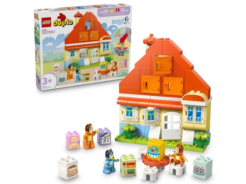 LEGO DUPLO Bluey 10459 Bluey-perhetalo, jossa on muistipeli