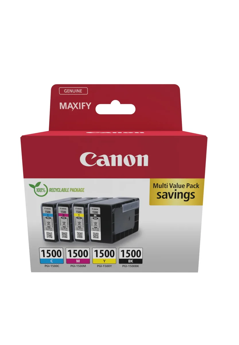 Canon PGI-1500-mustekasettipakkaus, musta, syaani, magenta, keltainen, 4 kpl