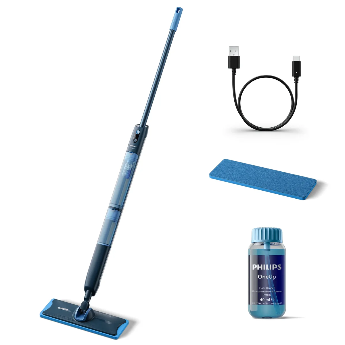 Philips 5000 series OneUp sähkömoppi 5000 sarja, Sähkömoppi, Pussiton, Sininen, 0,281 L, 0,178 L, Märkä
