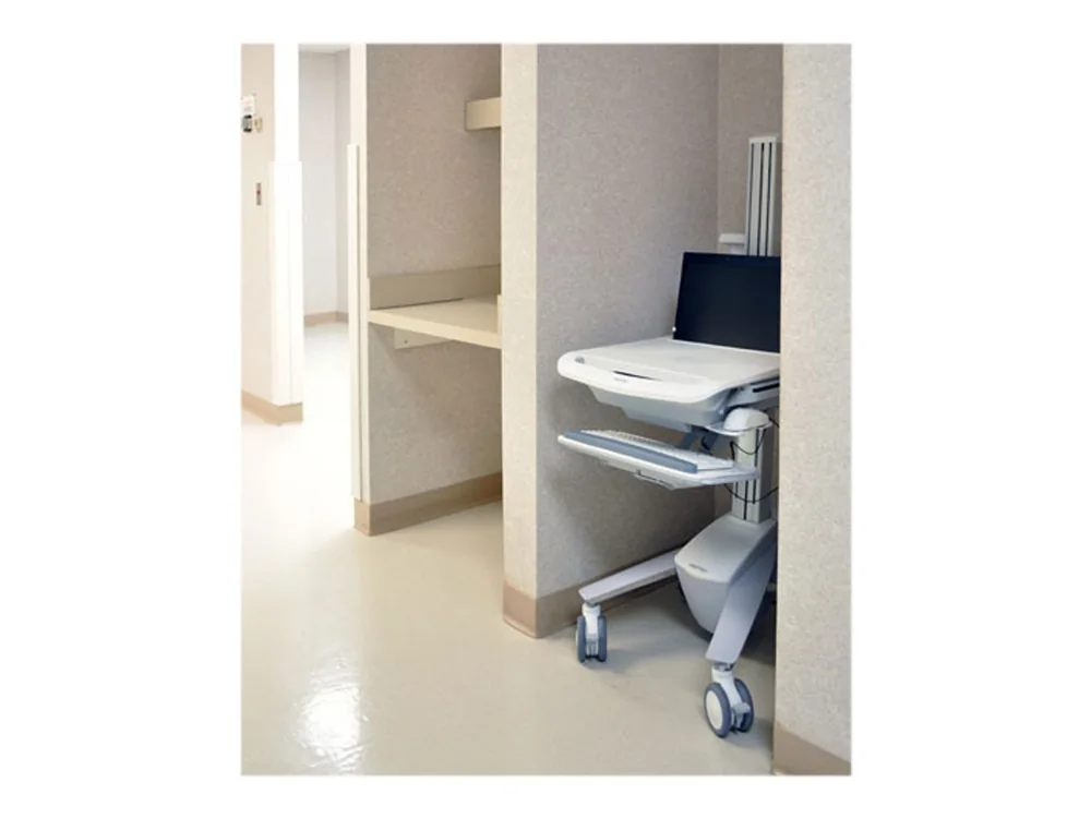 Ergotron StyleView EMR Laptop Cart, SV40, Alumiini, Harmaa, Valkoinen, Kannettava tietokone, Multimediakärry, Alumiini, Muovi, 8,2 kg, 43,9 cm (17.3)