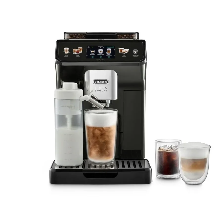 De’Longhi Eletta Explore ECAM450.65.G, Espressokone, 1,8 L, Kahvipavut, Jauhettu kahvi, Sisäänrakennettu jauhin, 1450 W, Harmaa