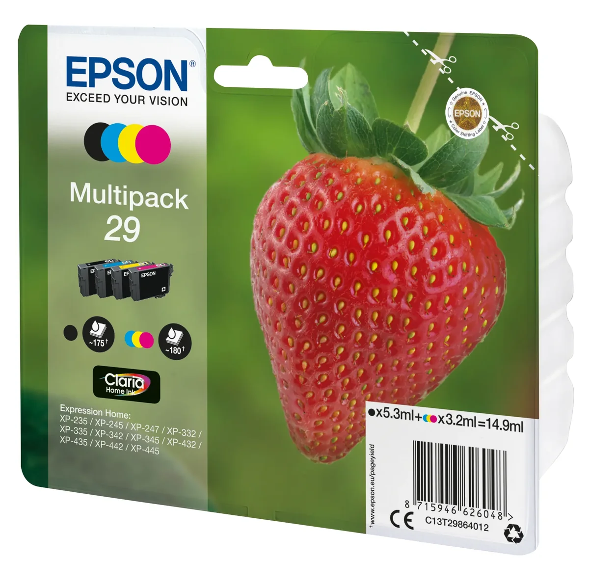 Epson 29 Claria Home -mustekasettipakkaus, monivärinen, 4 kpl